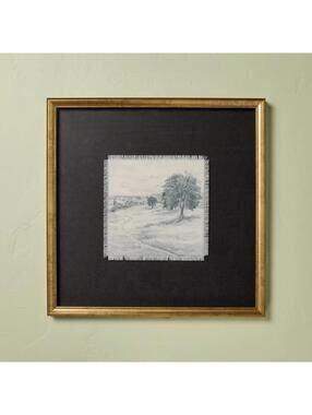 Hearth & Hand 18"x18" Square Matte Black Landscape Framed Wall Art